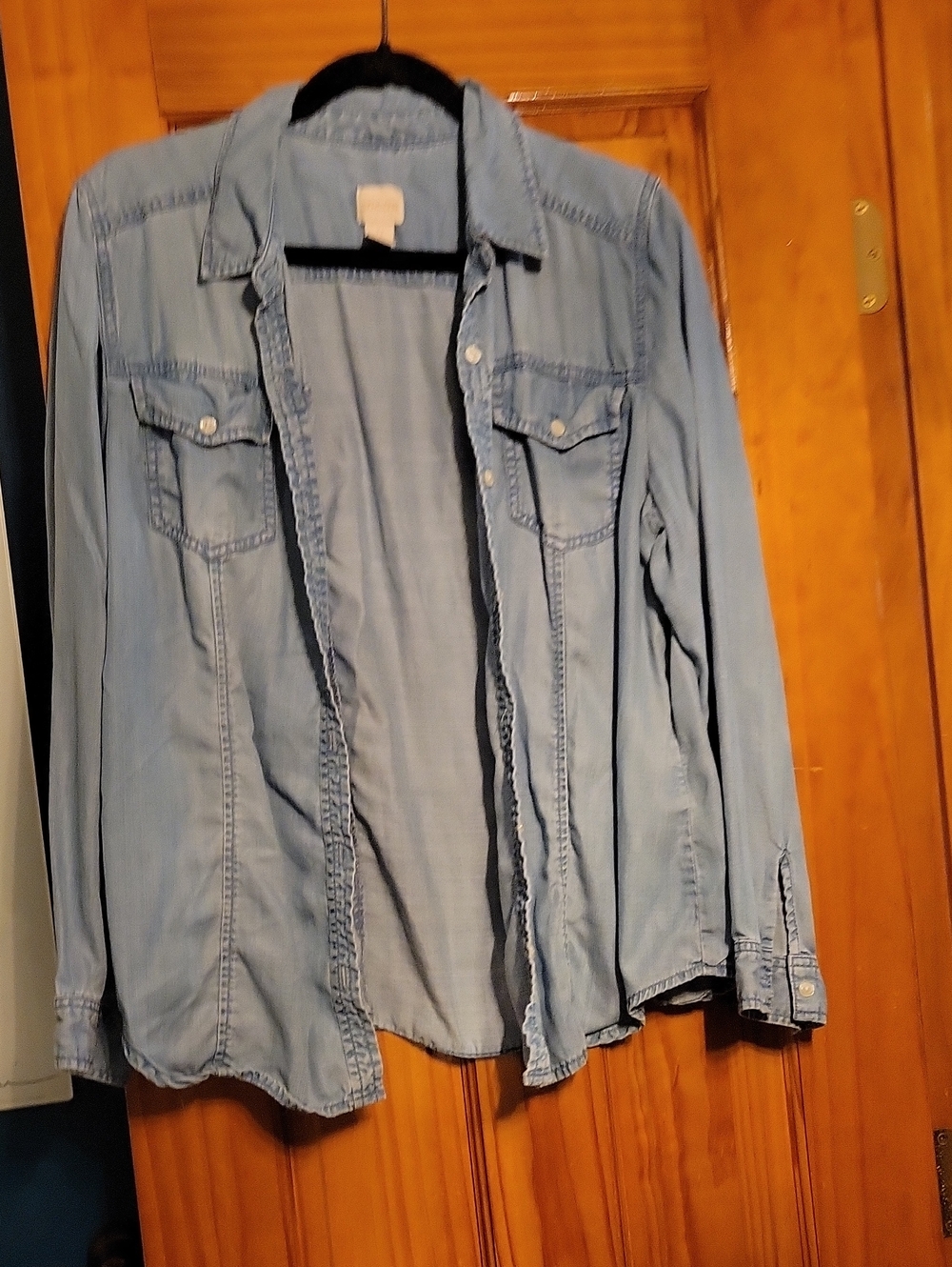 Chico's Light Blue Denim Shirt with Brand Tag